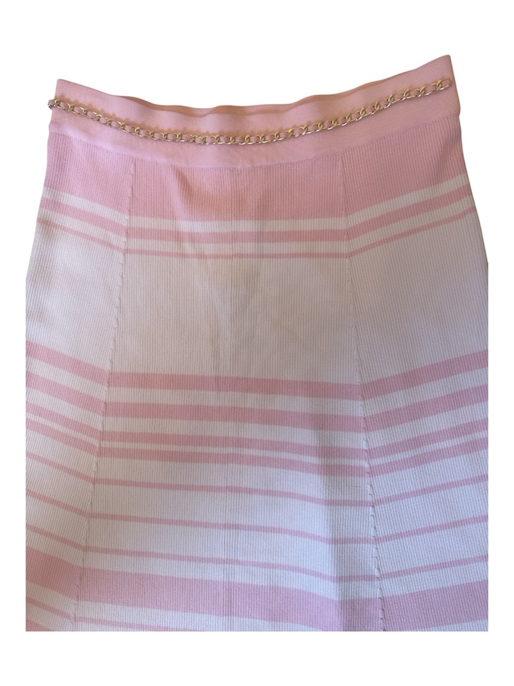 Generation Love XL Tiana Skirt Pink Stripe Midi Gold Chain Leather Belt NWT $265 - Picture 10 of 11